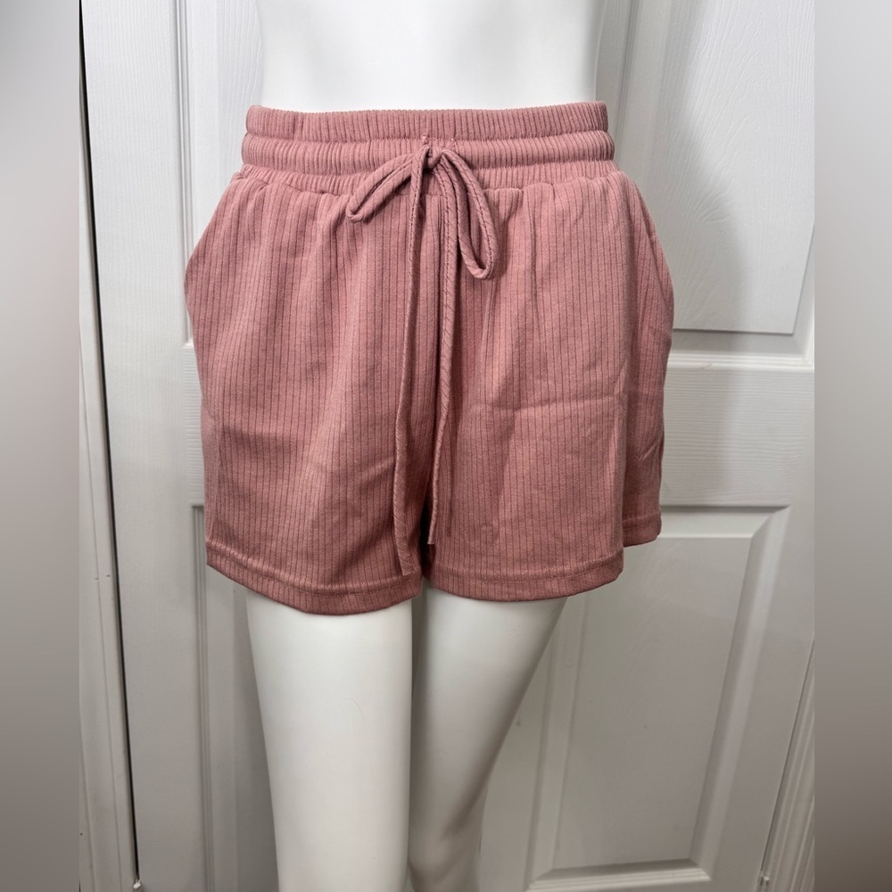 Lost + Wander NWT Ribbed Lounge Shorts Dusty Rose Drawstring Pockets XS - Picture 5 of 8